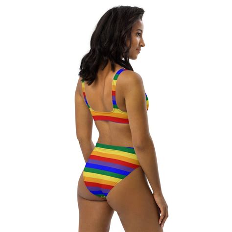 Rainbow Pride Flag High Waisted Bikini Recyled Eco Friendly Etsy