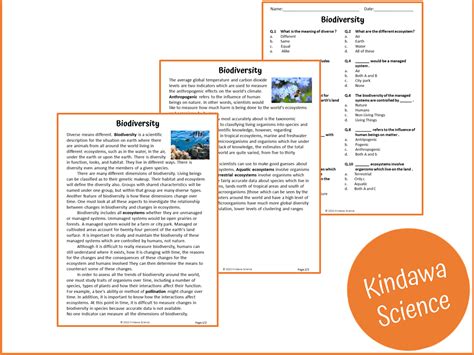 Biodiversity Reading Comprehension Passage And Questions PDF