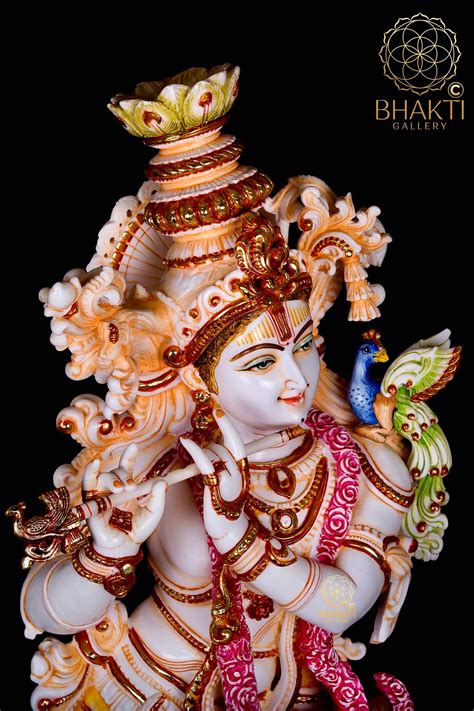 Cultured Marble Krishna Statue Big Large Size Hand Painted Etsy