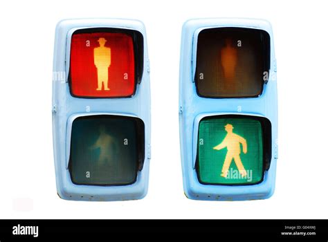 pedestrian traffic lights red and green walk sign Stock Photo - Alamy