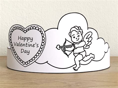 Cupid Paper Crowns Printable Coloring Valentine Craft Activity Made By Teachers