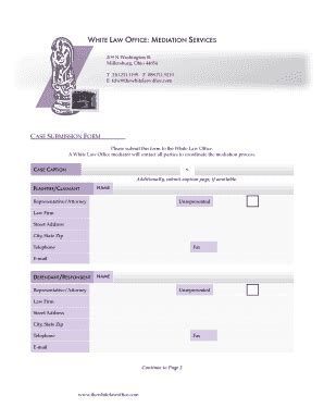 Fillable Online Mediation Case Submission Form Fax Email Print Pdffiller