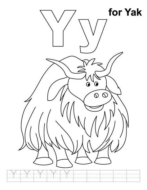 Y For Yak Coloring Page With Handwriting Practice Download Free Coloring Home