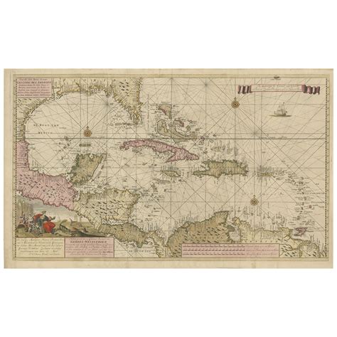 Old Map The Gulf Of Mexico The Caribbean And Northern South America