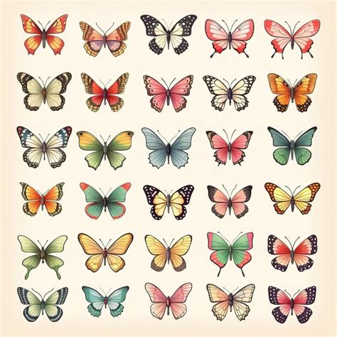 Premium AI Image A Set Of Different Types Of Butterflies