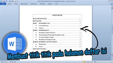 Cara Membuat Titik Titik Pada Halaman Daftar Isi Word 2010 Tutorial