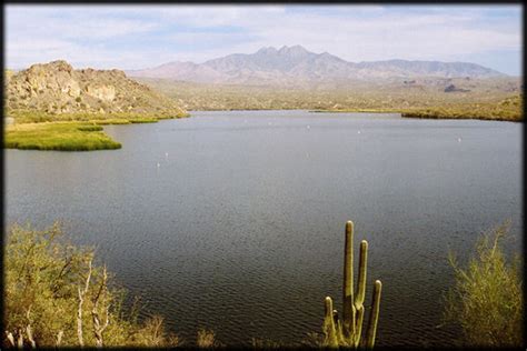 Saguaro Lake and Four Peaks, along the Salt River (Rio Salado) near ...