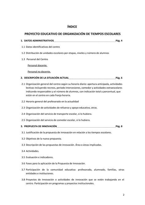 Proyecto Tiempos Escolares Pdf