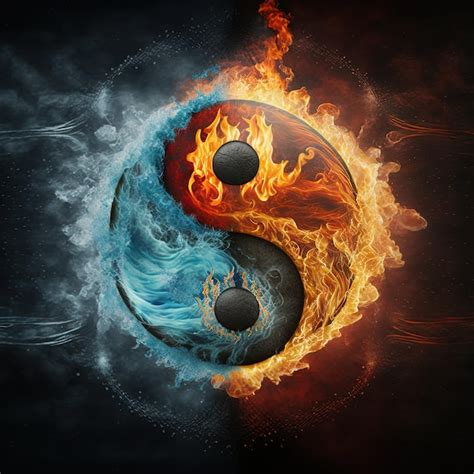 Yin Und Yang Aus Feuer Und Wasser Symbol Der Harmonie Premium Foto