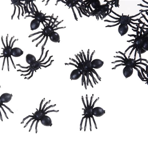 50pcs Small Black Plastic Fake Spider Toys Halloween Funny Joke Prank Propst Ebay