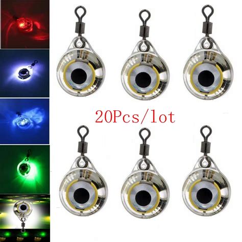 20pcs Mini Fishing Lure Light Led Deep Drop Underwater Eye Shape