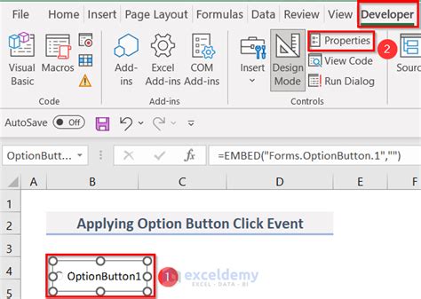 How To Create And Apply An Option Button Click Event In Excel Vba 2 Steps