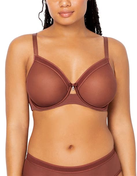 Sheer Mesh Full Coverage Unlined Underwire Bra Chocolate Nude