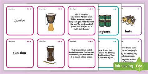 KS1 African Drums Matching Activity Cards Twinkl