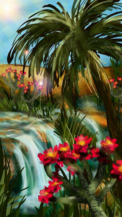 Desert Oasis Drawing at PaintingValley.com | Explore collection of ...