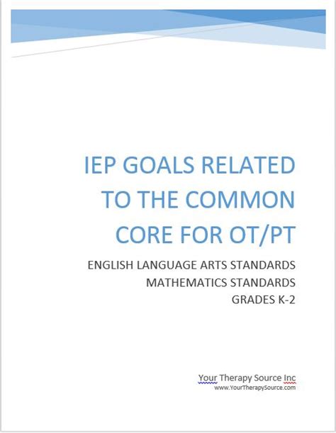 Iep Goals Related To The Common Core For Ot Pt Your Therapy Source