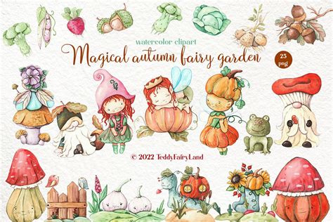 Watercolor Autumn Fairy Garden Magic Graphic By Elenazlataart