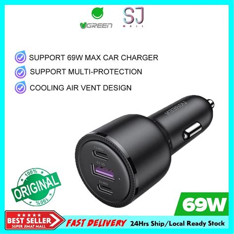 UGREEN 69W Car Charger PD 60W 20W SCP 22 5W Fast Charge USB C QC 3 0