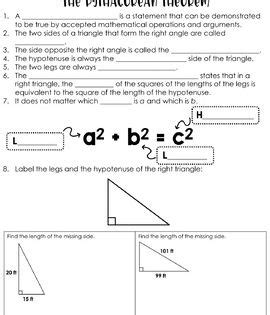 Pythagorean Theorem Notes Practice Guided Notes