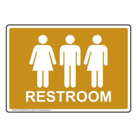 All Gender Restroom Sign White On Gold 6 Sizes Us Made