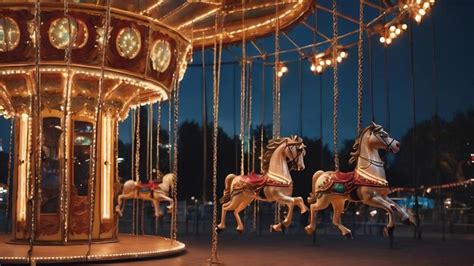 Premium Ai Image Illuminated Swing Chain Carousel In Amusement Park