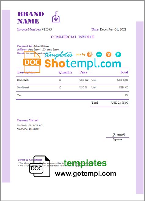 Expert Blended Universal Multipurpose Invoice Template In Word And