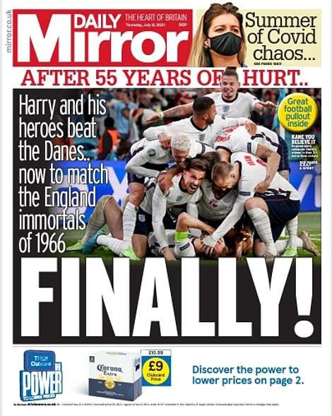 Papers Wipe Out Front And Back Pages To Say The England Team Have