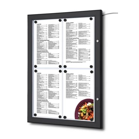 Vitrine Porte Menu Mural Noir Led Pour Ext Rieur X A