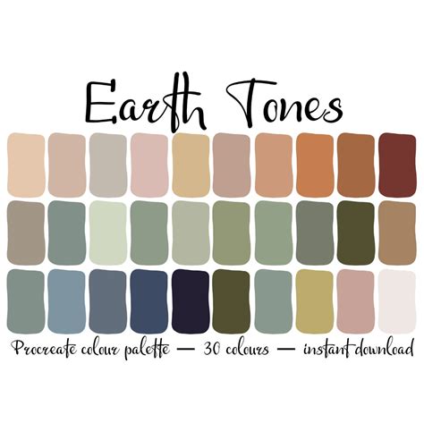 Earth Tone Colour Palette For Procreate Etsy Australia Color Schemes