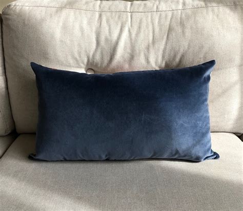 Blue Velvet Pillow Cover Lumbar Pillow Smokey Blue Velvet Etsy