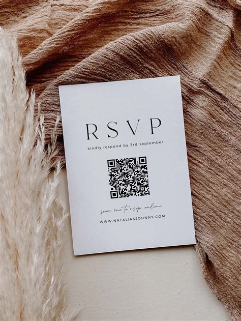 Minimal Modern Wedding Rsvp Qr Code Card Template Simple Qr Etsy