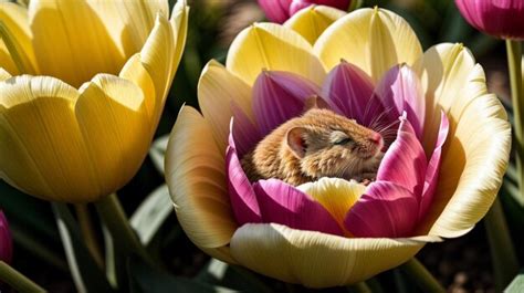 Premium AI Image | closeup of a cute fluffy harvest mouse sleeping ...