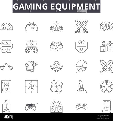 Gaming Equipment Line Icons Signs Set Vector Gaming Equipment