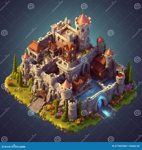 Isometric Game Asset: Clash of Clans Castle (3D). Generative AI Stock ...