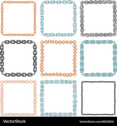 Set Of 9 Decorative Square Border Frames Vector Image