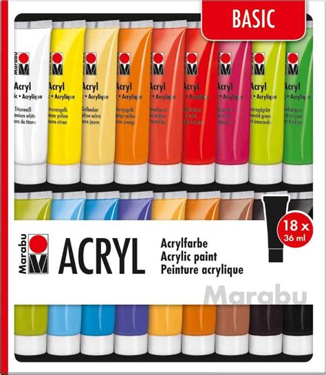 Marabu Acrylfarbenset 18 Farben Online Kaufen Aduis