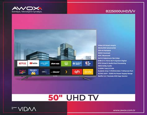 Awox B Ekran Uydu Al C L K Ultra Hd Smart Fiyat