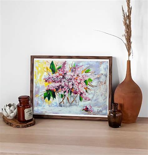 Flieder Blumenstrau Lgem Lde Gem Lde Wand Deko Blumen X Etsy De