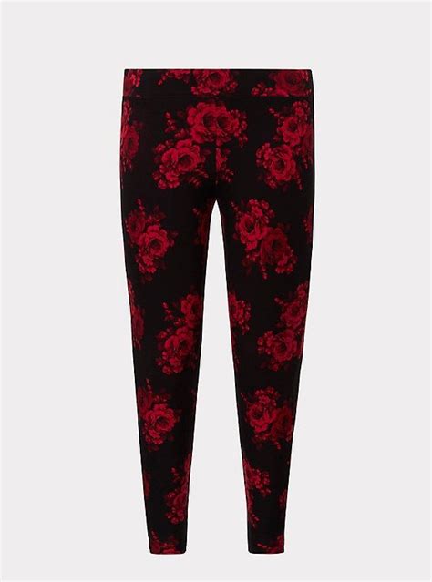 Black And Red Rose Legging With Images Rose Leggings Black And Red Legging