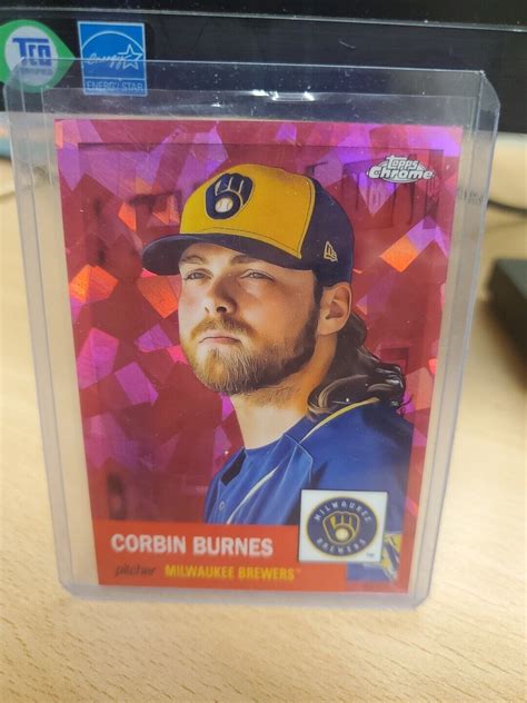 Topps Chrome Platinum Cracked Ice Corbin Burnes Fuscia Pink