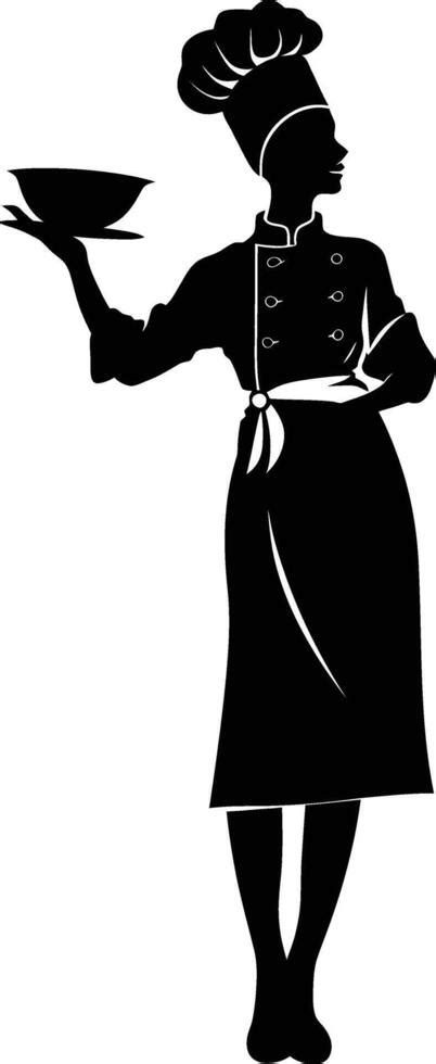 Ai Generated Silhouette Women Chef Black Color Only Full Body 38337819