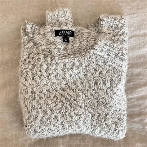 Buffalo David Bitton Women S Grey And White Jumper Depop