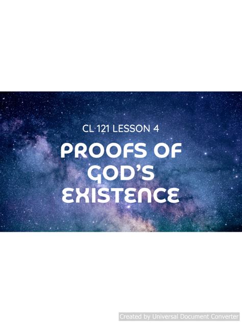 Lesson 4 Proofs Of Gods Existence Part 1 Pdf