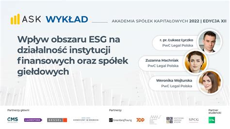 Wpływ obszaru ESG na działalność instytucji finansowych oraz spółek