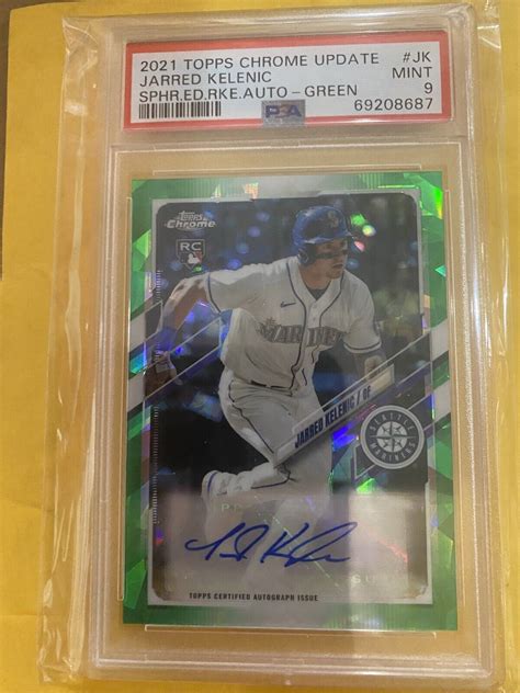 2021 Topps Chrome Update Jarred Kelenic Sapphire Green RC Auto PSA 9