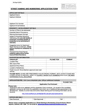 Fillable Online Street Naming And Numbering Application Form Street