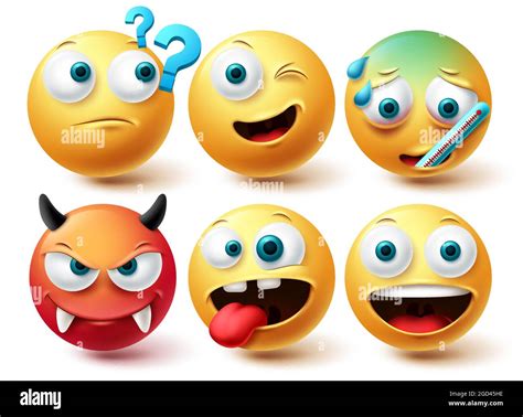 Smiley Emoji Vektorset Smileys Emoticon Gl Cklich W Tend Und Leise