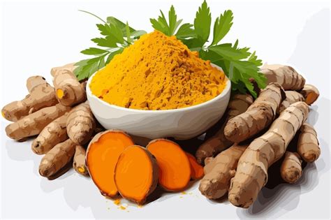 Premium AI Image Turmeric Curcuma Longa Linn Rhizome Root Sliced With