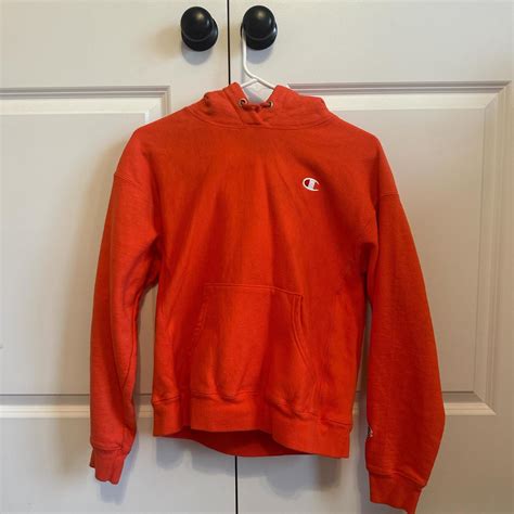 Neon Orange Champion Hoodie Size Medium But Fits Depop