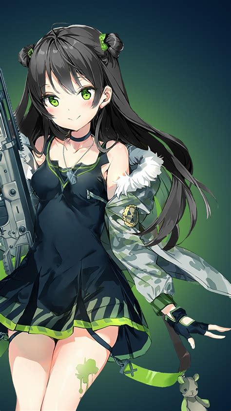 Anime Girl Green Background